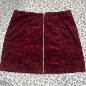 Maroon corduroy mini skirt